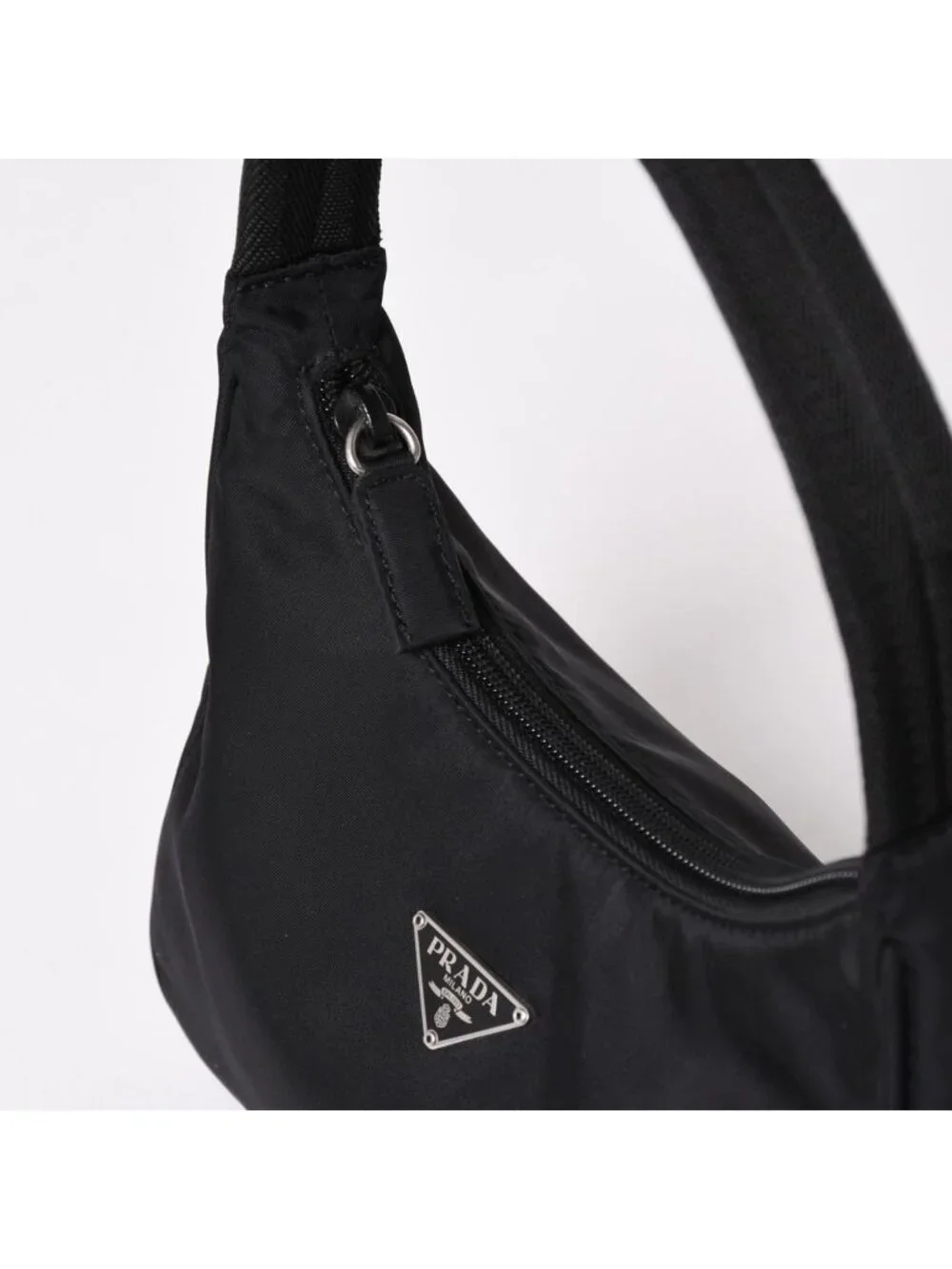 Prada Hobo Handbag Nylon Black